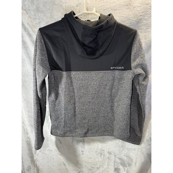 Spyder Sweater Men's Medium Hooded Half-Zip Sweater Black & Gray Polyester - Picture 6 of 16